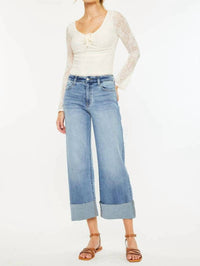 Kancan - High Rise Crop Wide Leg Jeans