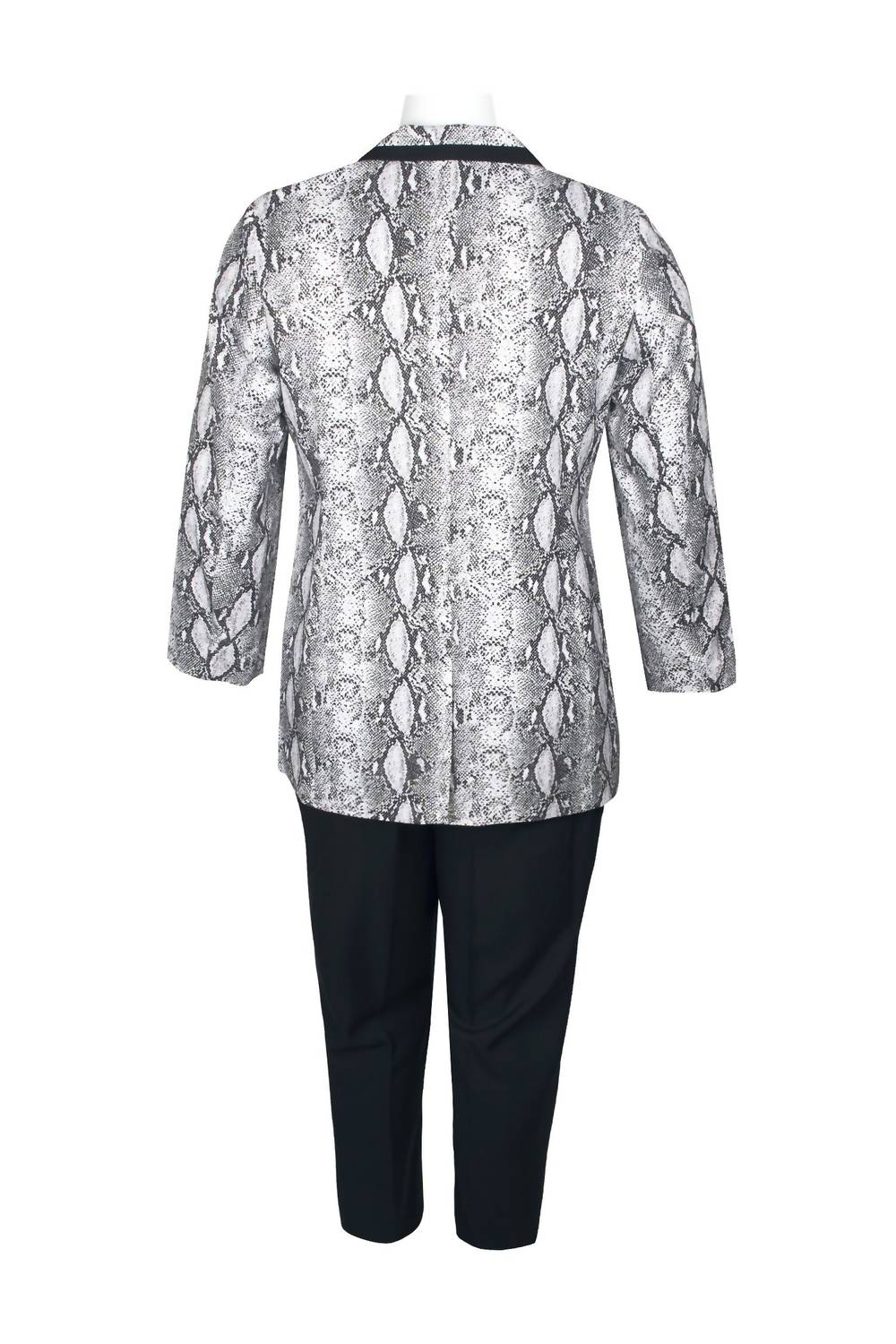 Emily Shalant - Women's Notched Collar Crepe Jacket & Pencil Pant Set - Plus