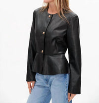 SIX/FIFTY Vivian Peplum Jacket in black - women's jacket - detail view