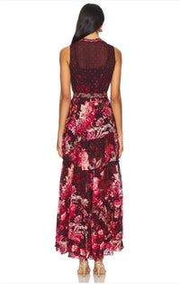 HEMANT & NANDITA Long Dress With Belt in red - women's dress - detail view