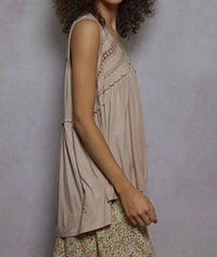 Pol - Sleeveless Loose Fit Baby Doll Casual Knit Top