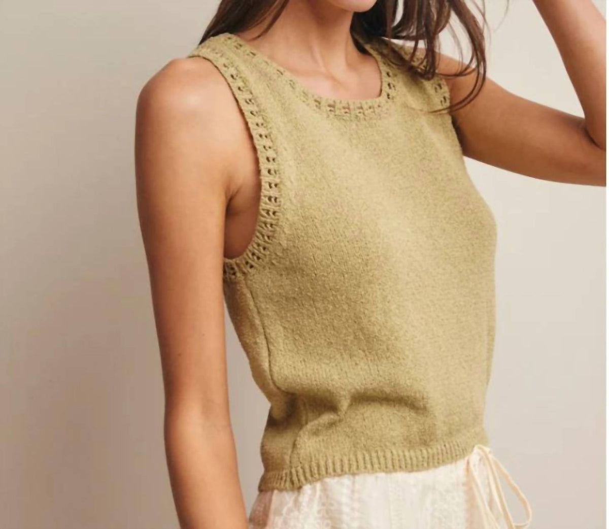 Listicle - Crochet Trim Knit Tank Top