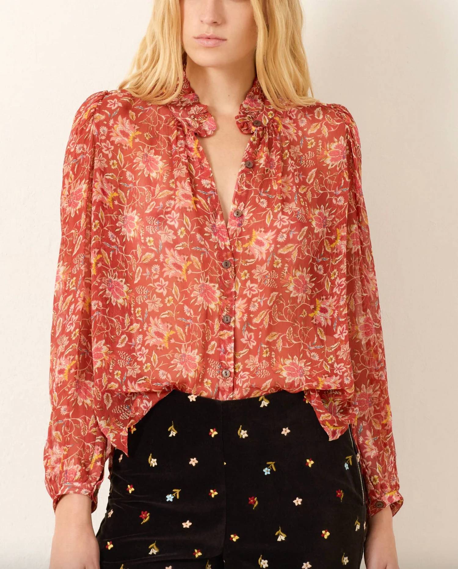 Alix Of Bohemia - annabel sunset ember shirt