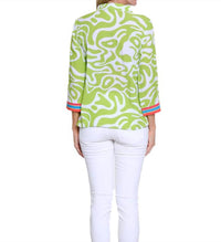 Multiples Palm Breeze Notch Neck Top in multi - women's shirt - alternate view