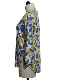 Nally & Millie - Women's Lemon Print Curved Hem Top