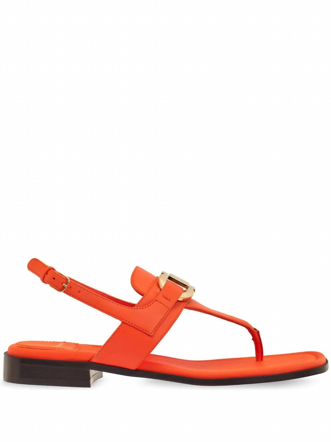 Salvatore Ferragamo Women's Gancini Leather Flat Sandal in orange - women's sandal