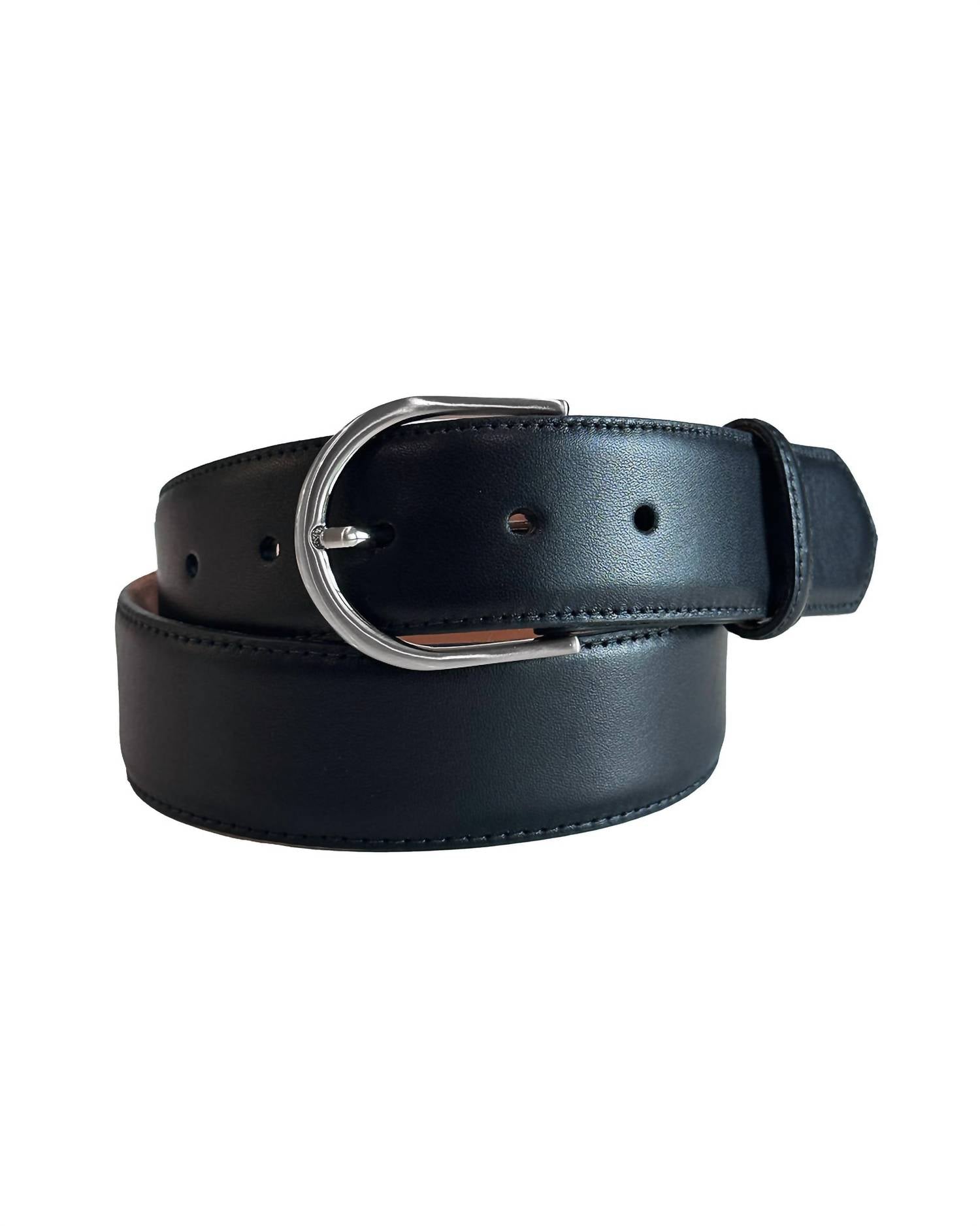W. Kleinberg Unisex Classic Denim Belt in black semi matte with silver - women's accessory