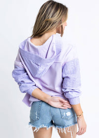 Karlie - Solid V-neck Knit Novelty Sweatshirt