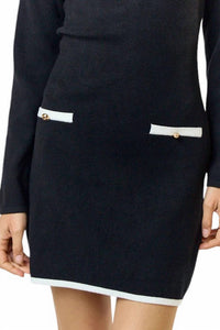 Lalavon - Contrast Detail Sweater Mini Dress