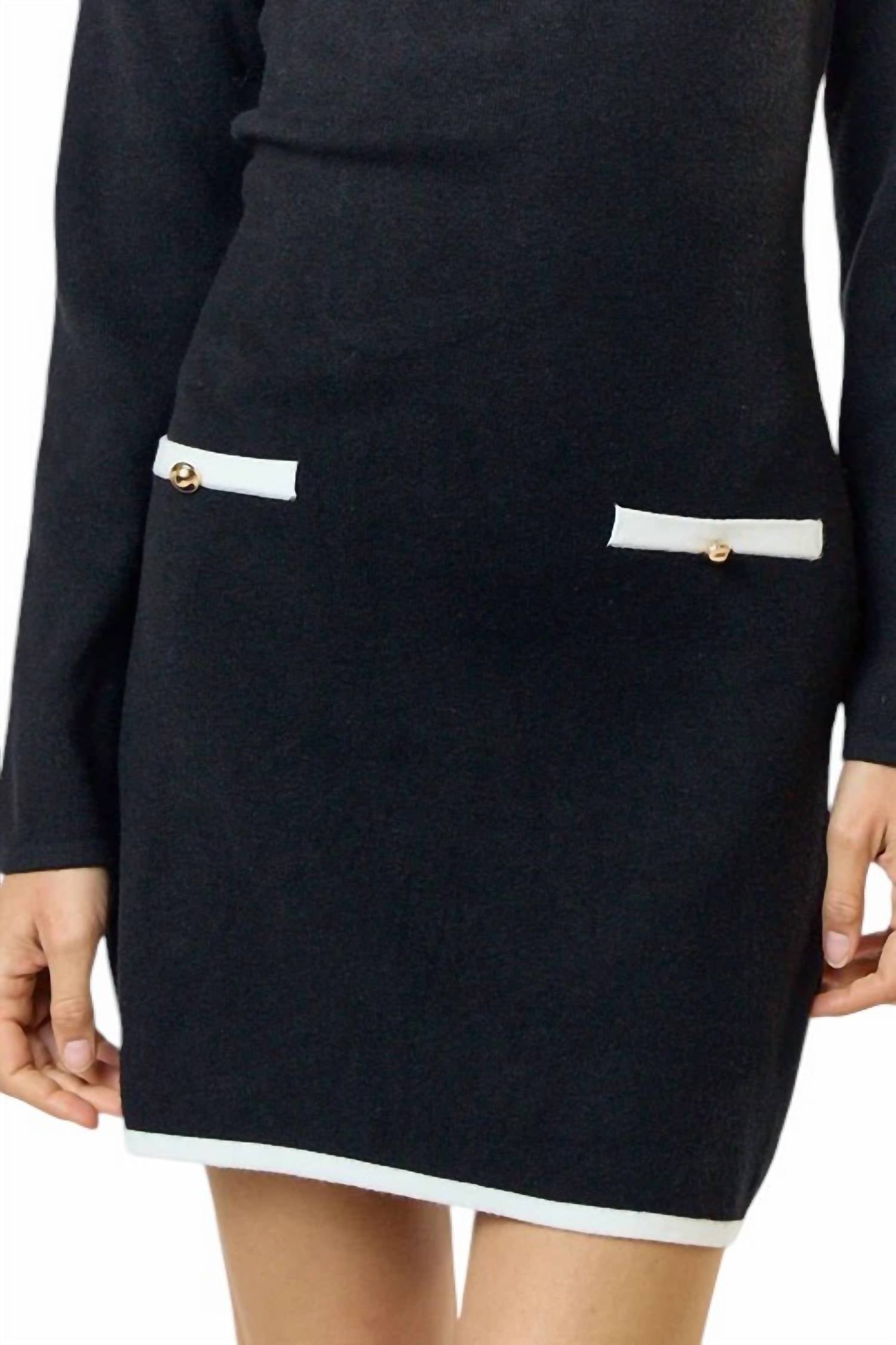 Lalavon - Contrast Detail Sweater Mini Dress