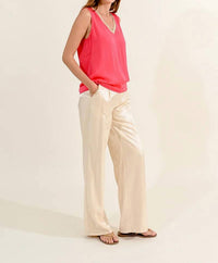 Molly Bracken - Vneck Top With Shimmer Neckline
