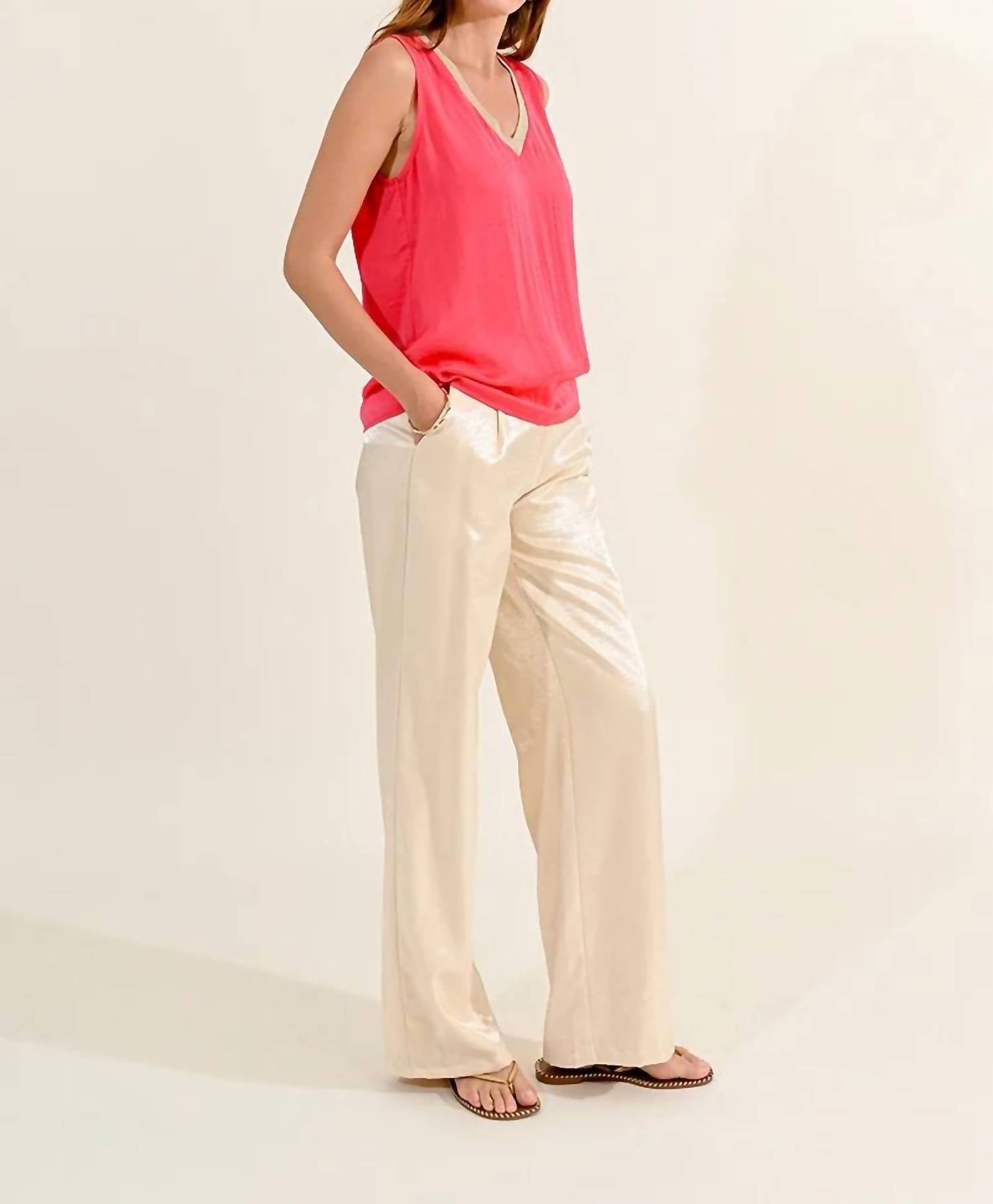 Molly Bracken - Vneck Top With Shimmer Neckline