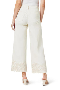 Habitual Wide Leg Embroidered Crop Jeans in eggshell - women's jeans - detail view