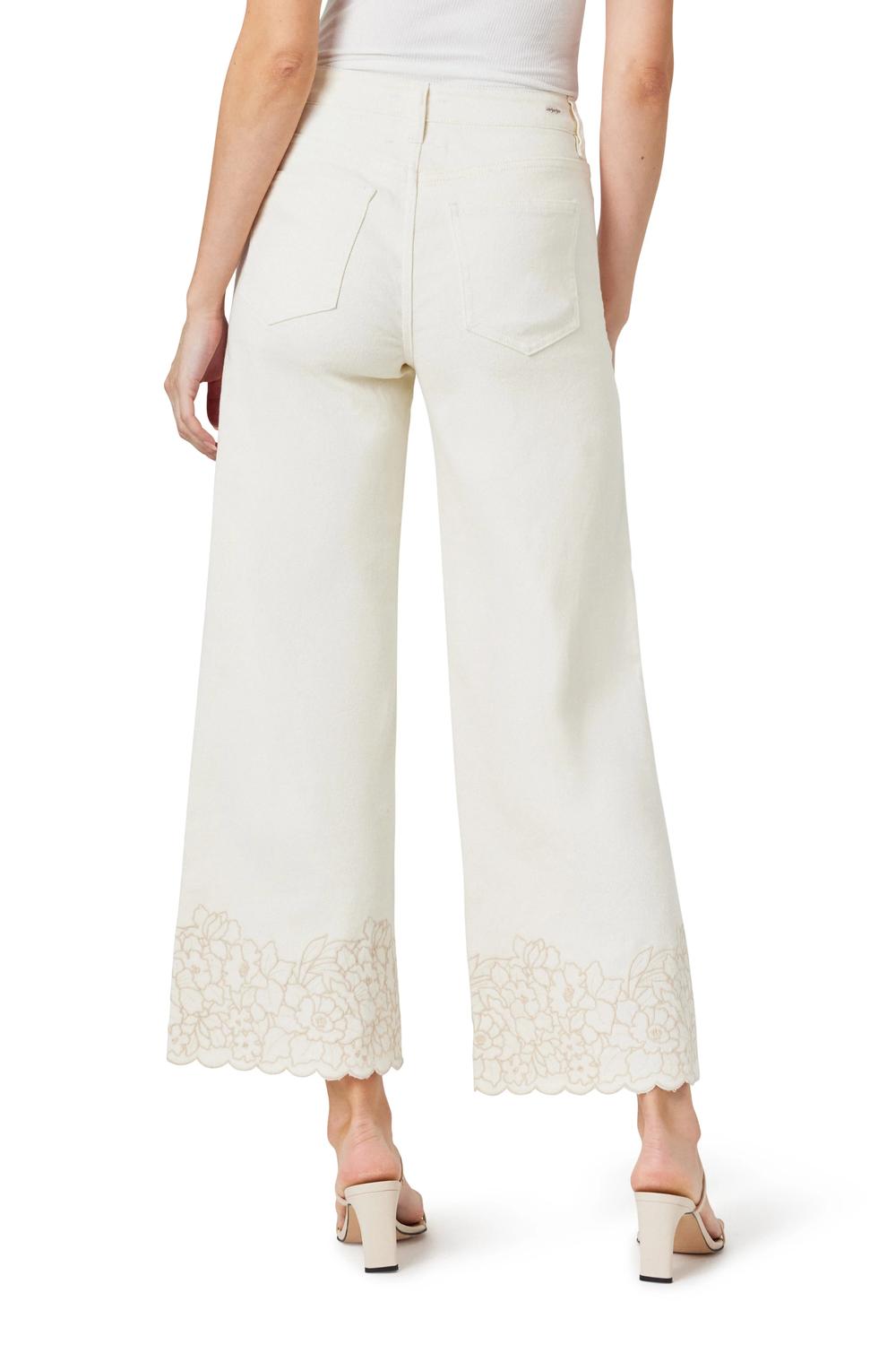 Habitual Wide Leg Embroidered Crop Jeans in eggshell - women's jeans - detail view