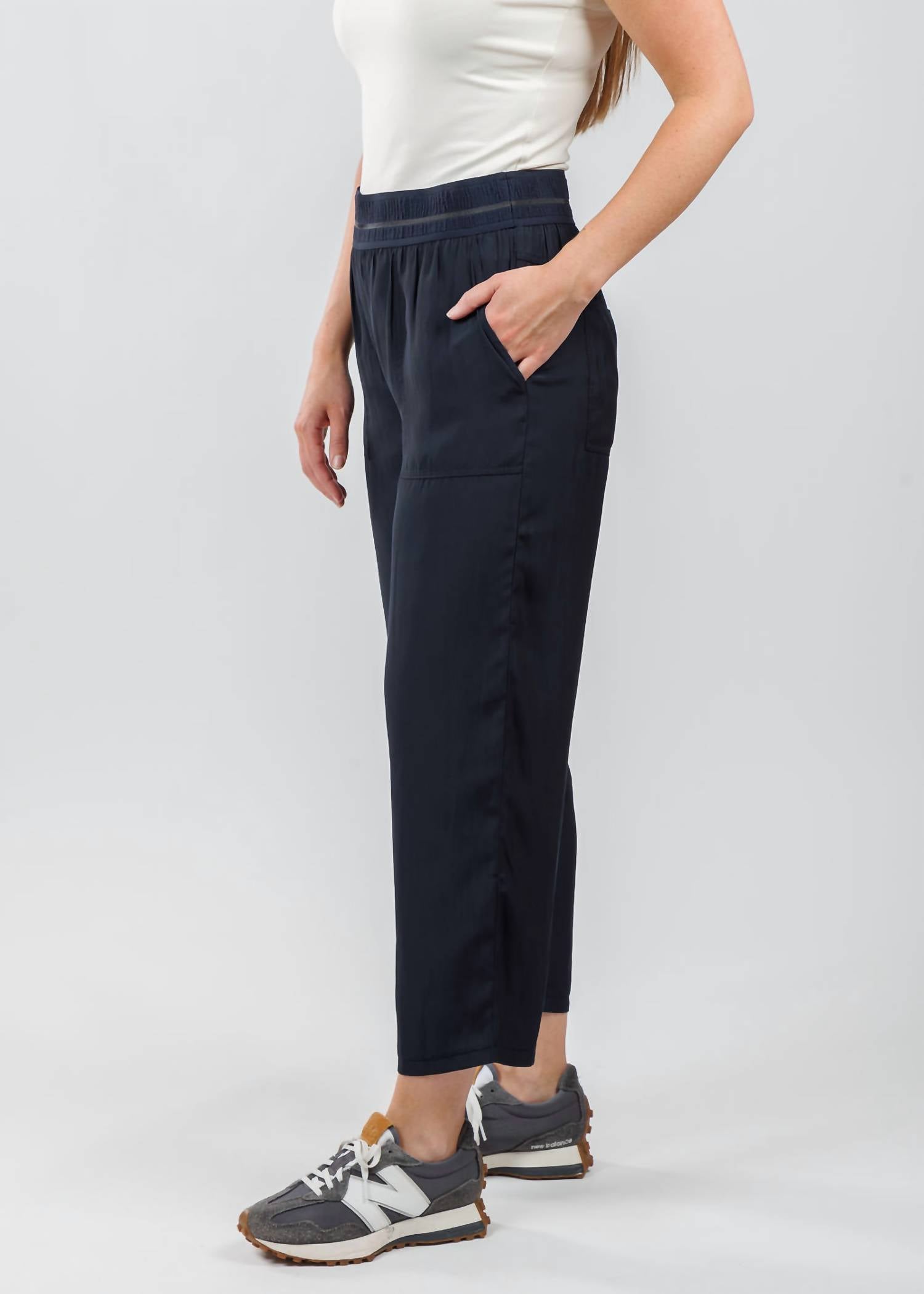 Lola & Sophie D-satin Cropped Jogger in night watch - women's pants - alternate view