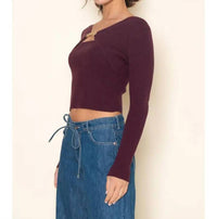 Fore Collection - Brenna Buckle V-neck Knit Top