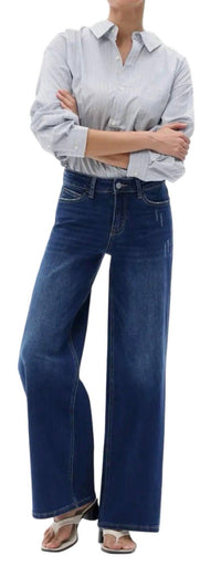 Oneso - Relaxed Distressed Wide Leg Jeans