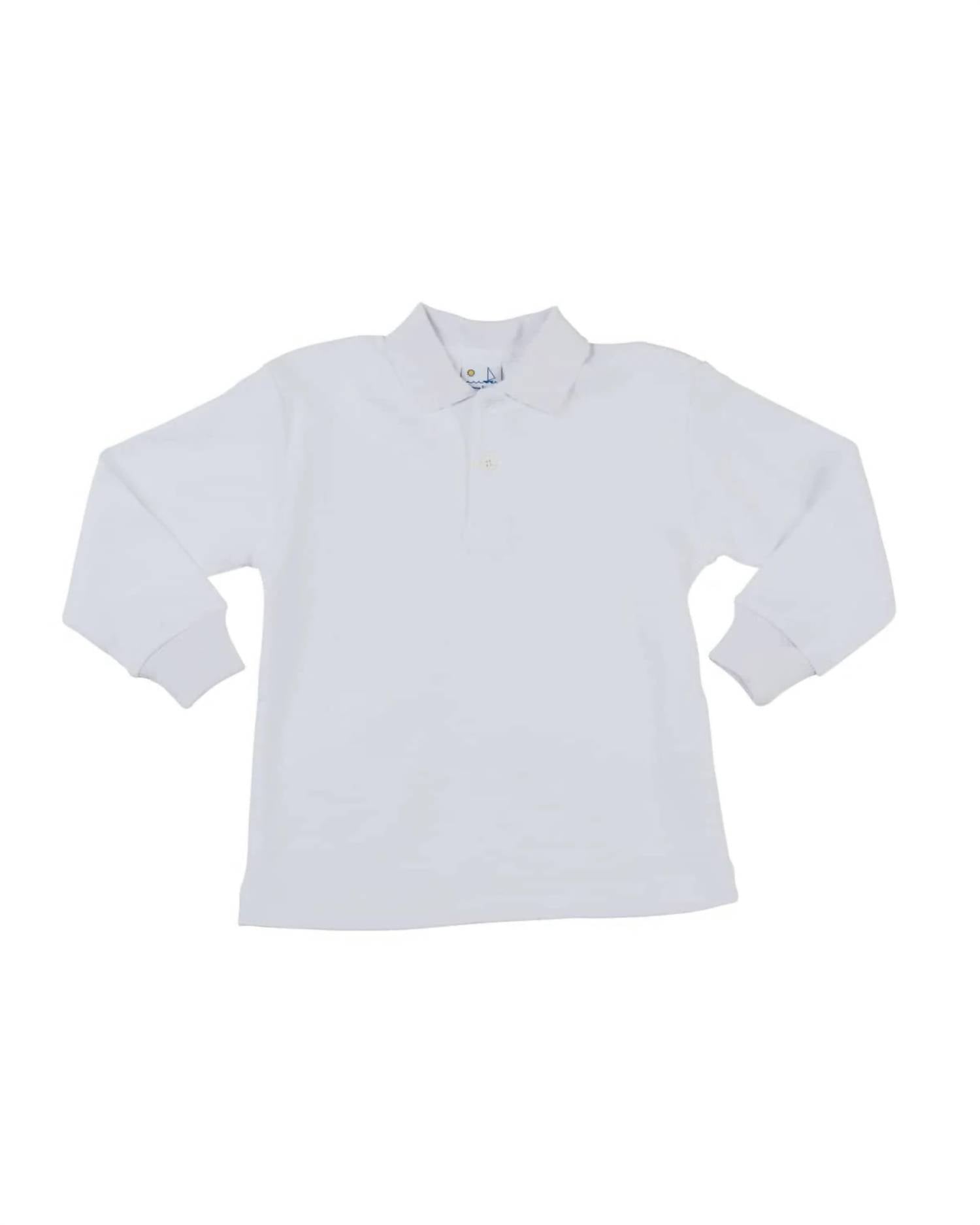 Florence Eiseman Kid's Long Sleeve Polo in white - kids' long sleeve top