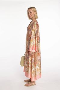 Naulover - Paisley Print Satin Maxi Dress