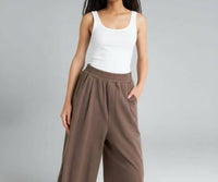 FLYING TOMATO Kendra Knit Trousers in cocoa brown - women's pants - alternate view