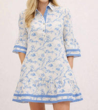 Entro - Surrey Toile Print Mini Dress With Contrast Trim
