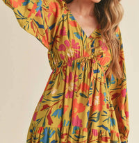 &Merci - Tiered Long Sleeve Midi Dress