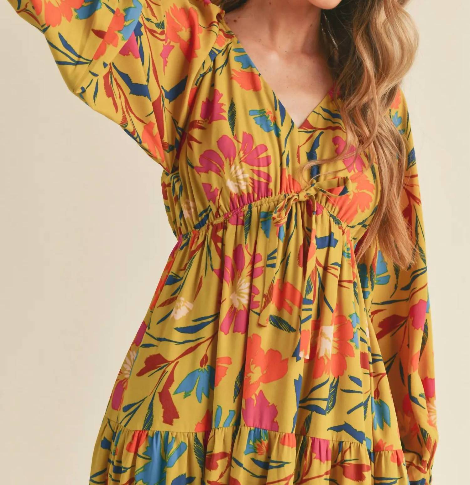 &Merci - Tiered Long Sleeve Midi Dress