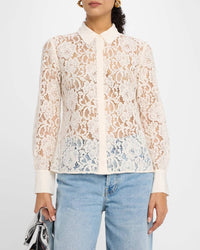 L'Agence - Miai Lace Button Down Blouse