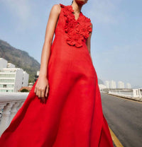 Farm Rio - Flower Appliqué Midi Dress