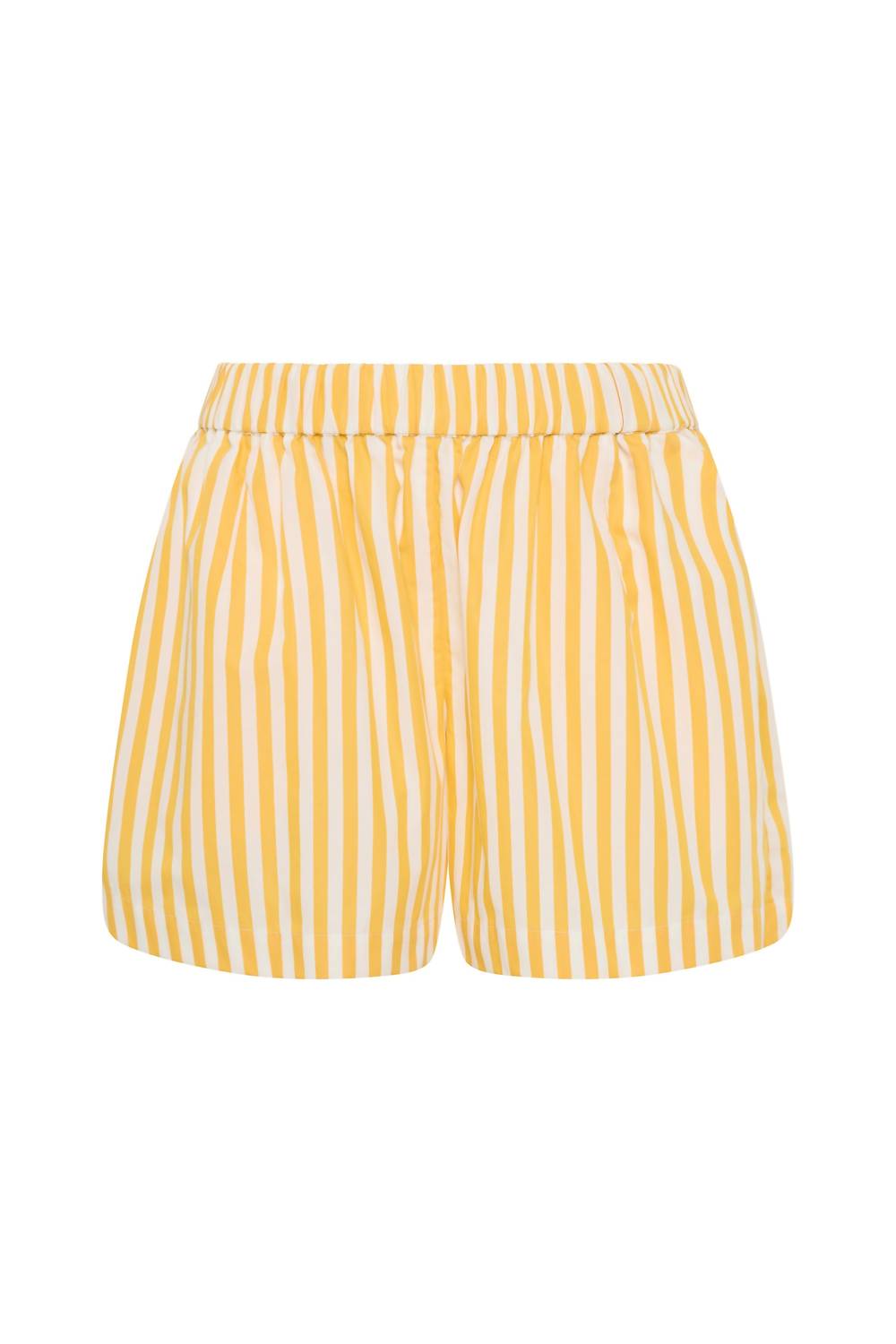 FAITHFULL THE BRAND Clemente Tailored Short in orozco stripe mustard - women's shorts - view 4