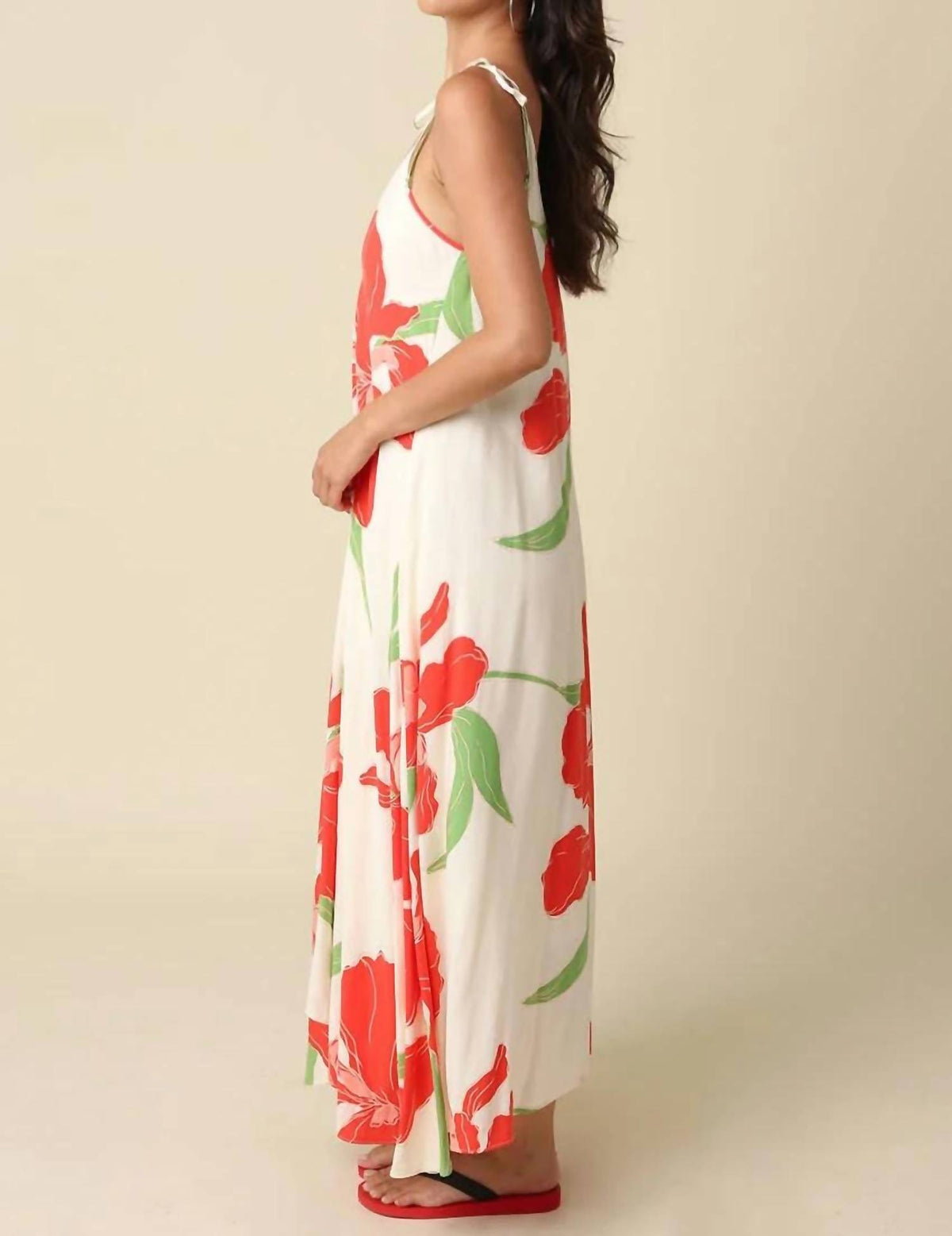 Olivaceous - Helen Bold Floral Tie Maxi Dress