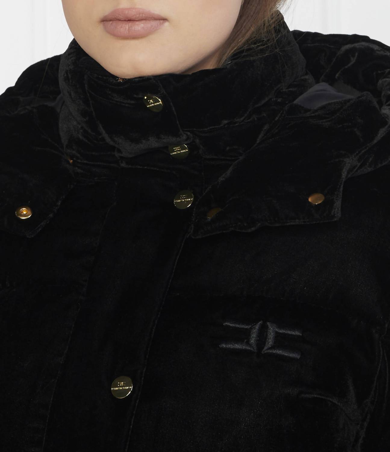 Elisabetta Franchi - Cropped Velvet Down Jacket