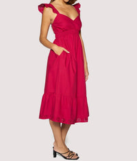 LOST + WANDER Vino Kiss Midi Dress in tomato - women's dress - alternate view