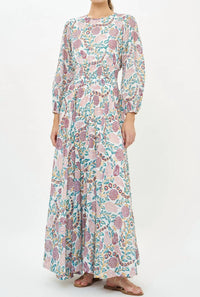 Oliphant - Smocked Waist Crewneck Maxi Dress