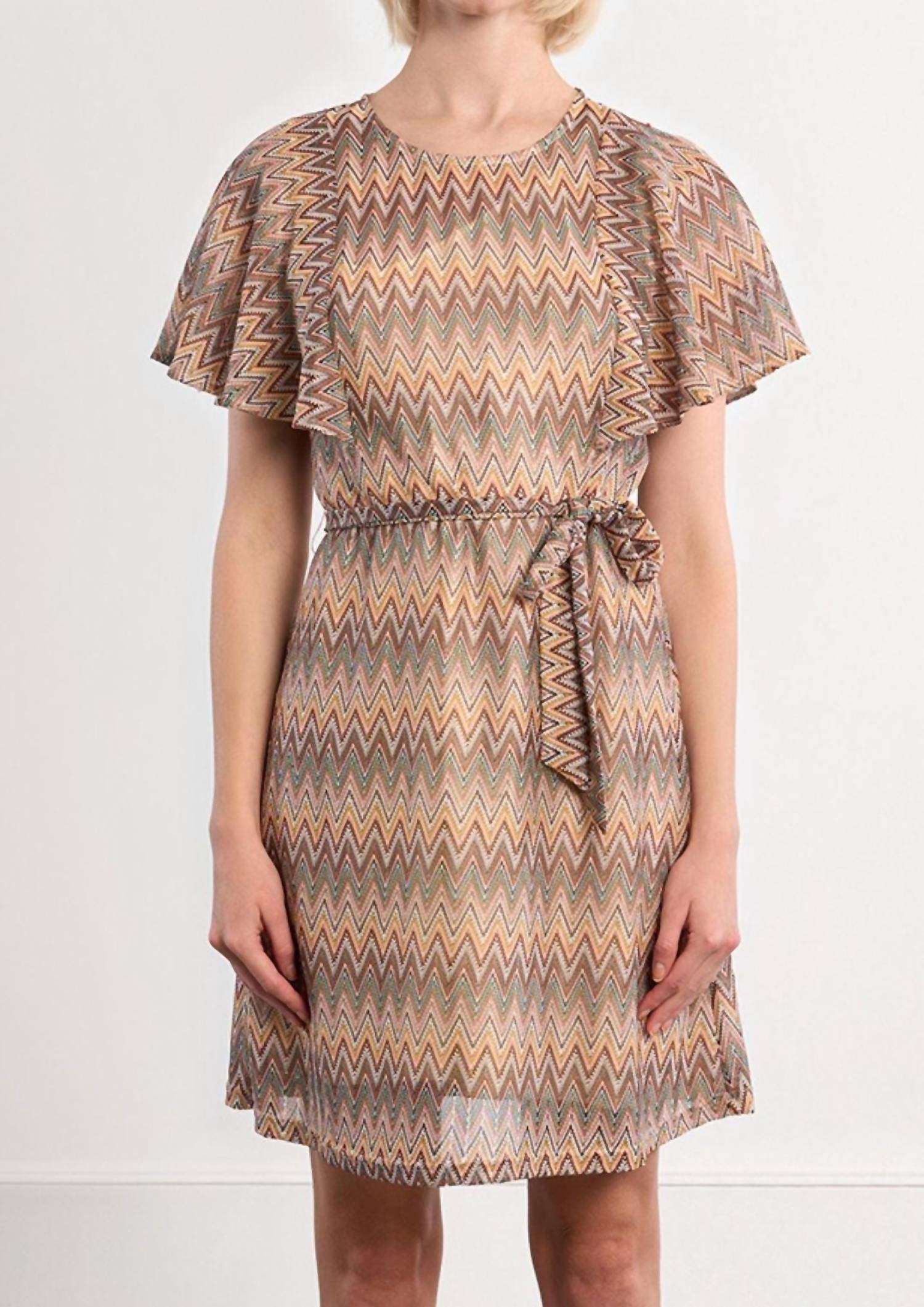 Lili Sidonio Women's Chevron Dress in beige - women's dress - detail view