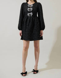 Sugarlips - Arielle Jacquard Glow Bow Velvet Mini Dress