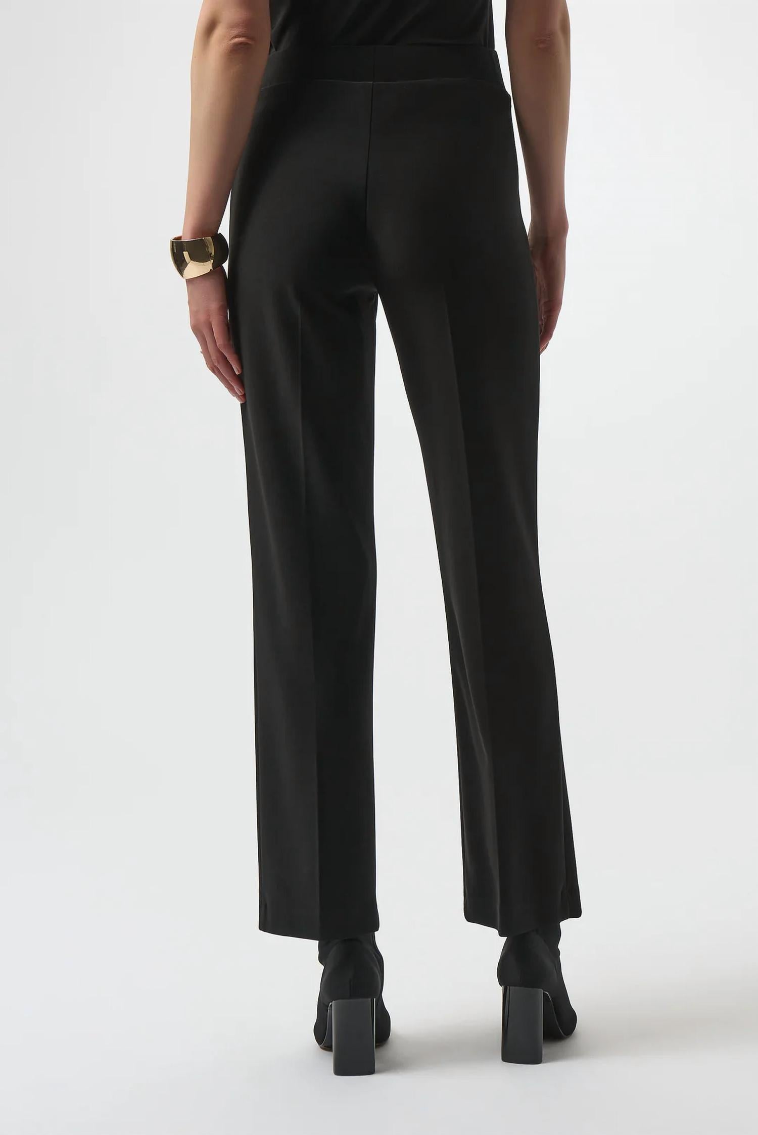 Joseph Ribkoff Rivet Details Pull On Straight Pant in black - women's pants - detail view