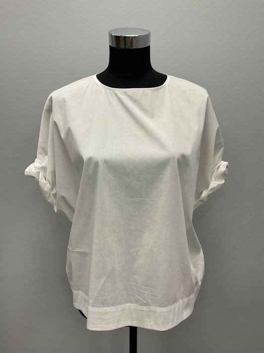 Hubert Gasser - WHITE RUCHED SLEEVE COTTON TOP