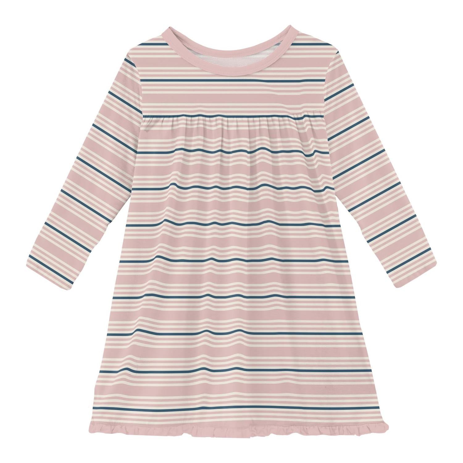 Kickee - Girls' Print Classic Long Sleeve Swing Dress