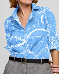 Hinson Wu Diane Long Sleeve Top in cerulean white - women's long sleeve top - detail view