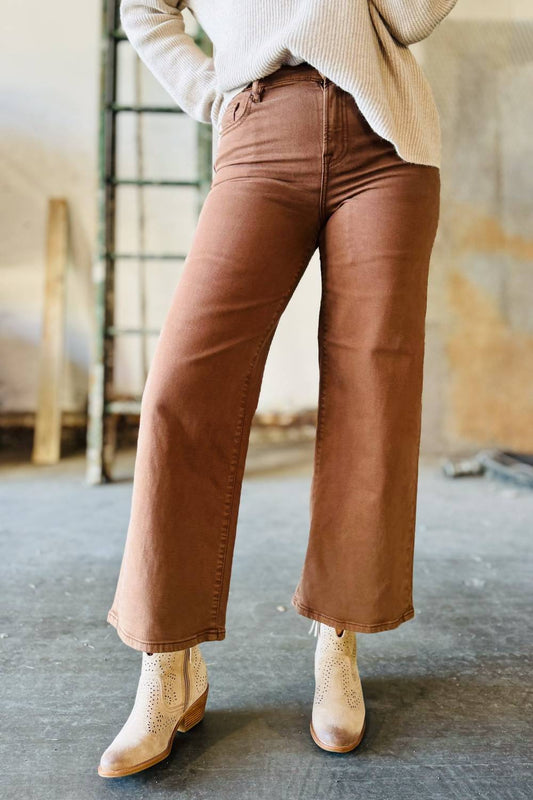 Hidden - Nori Cropped Wide-leg Jeans