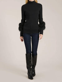Tyler Boe - Cosette Cotton Cashmere Mock Neck Faux Fur Sweater