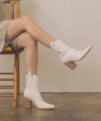 OASIS SOCIETY Women's Tara Two Paneled Western Boot in white - women's shoe - detail view