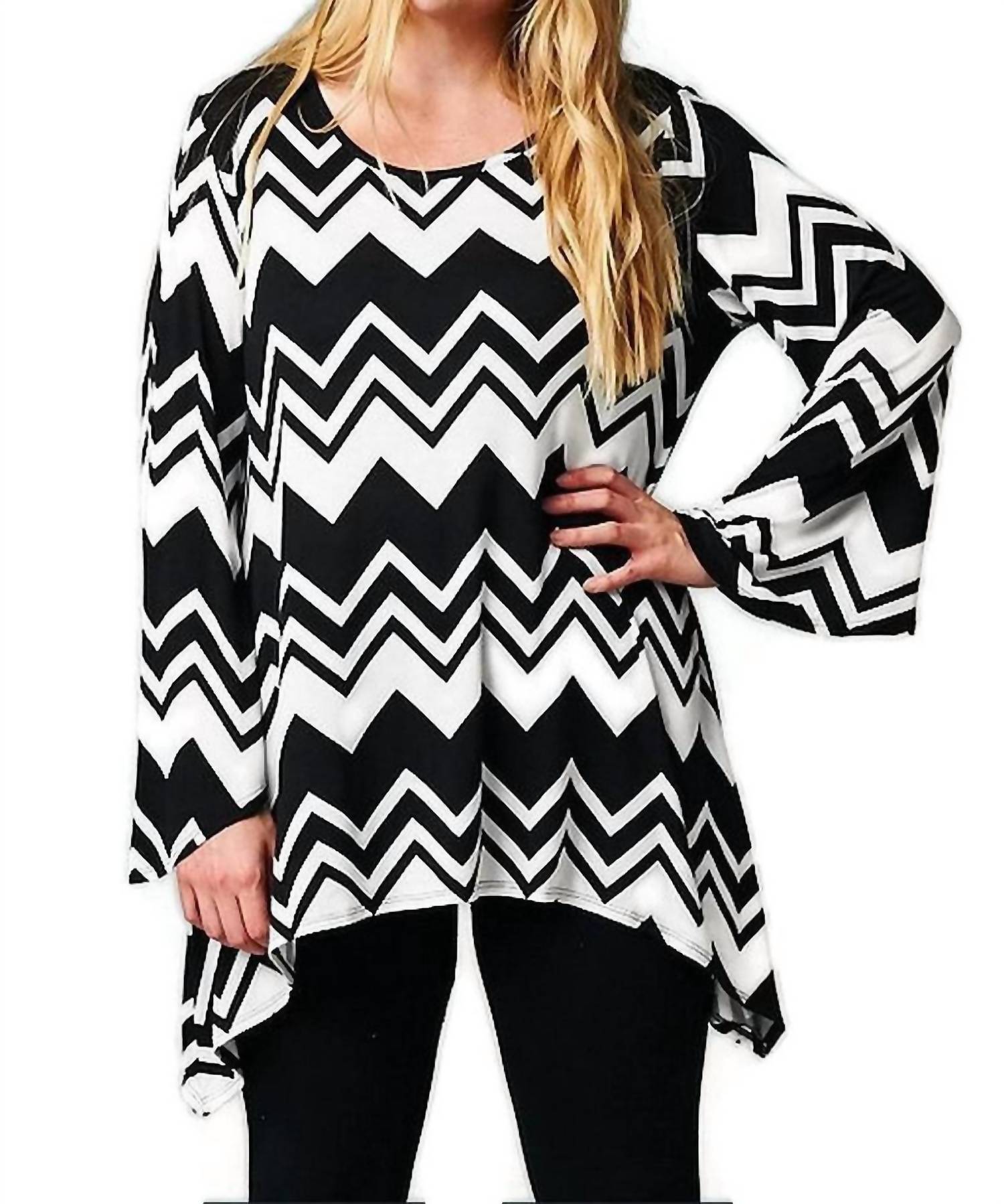 Emerald Fashion - Chevron Long Sleeve Tunic Plus