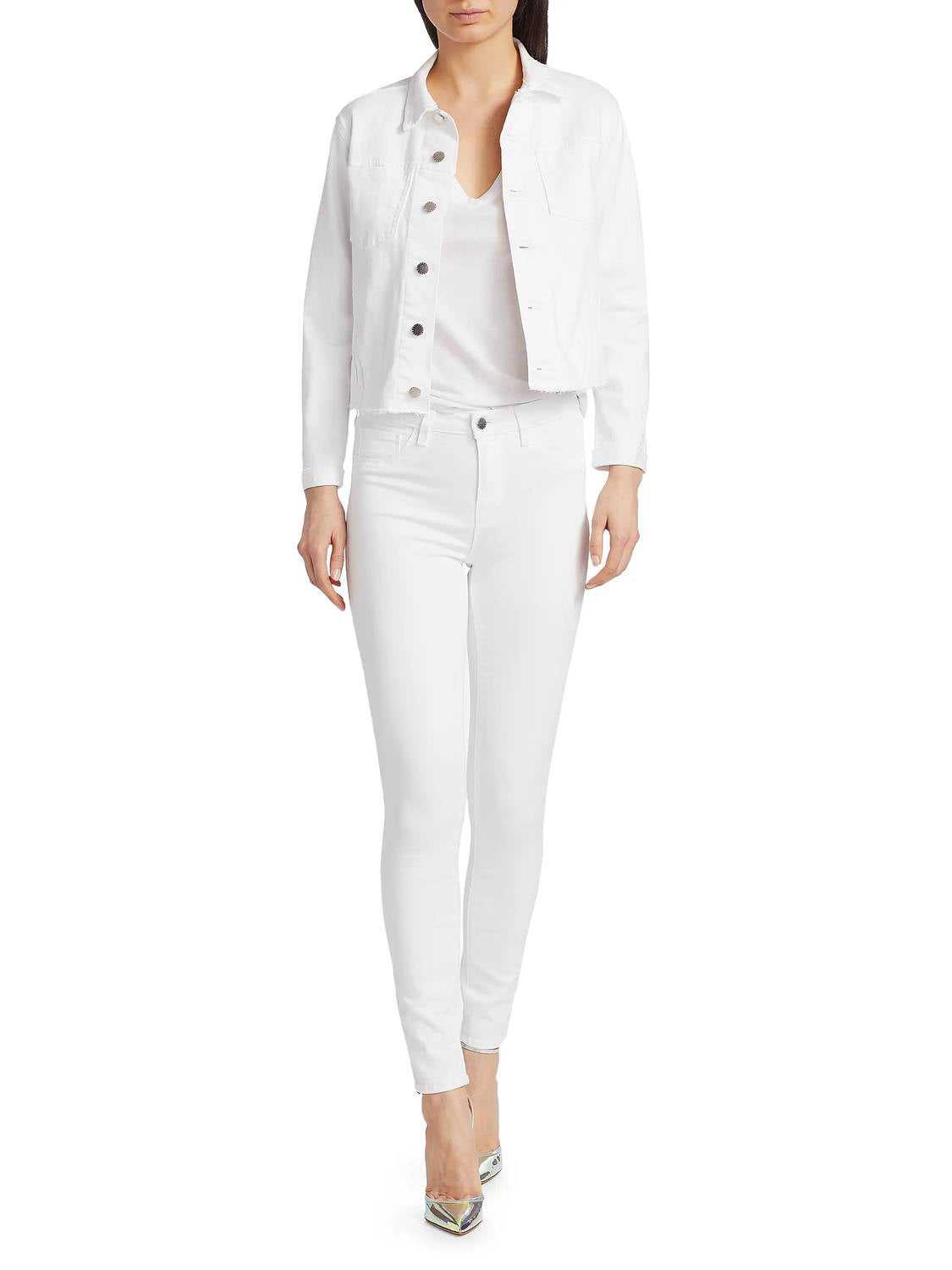 L'Agence Janelle Slim Fit Denim Jacket in blanc - women's jacket - view 5