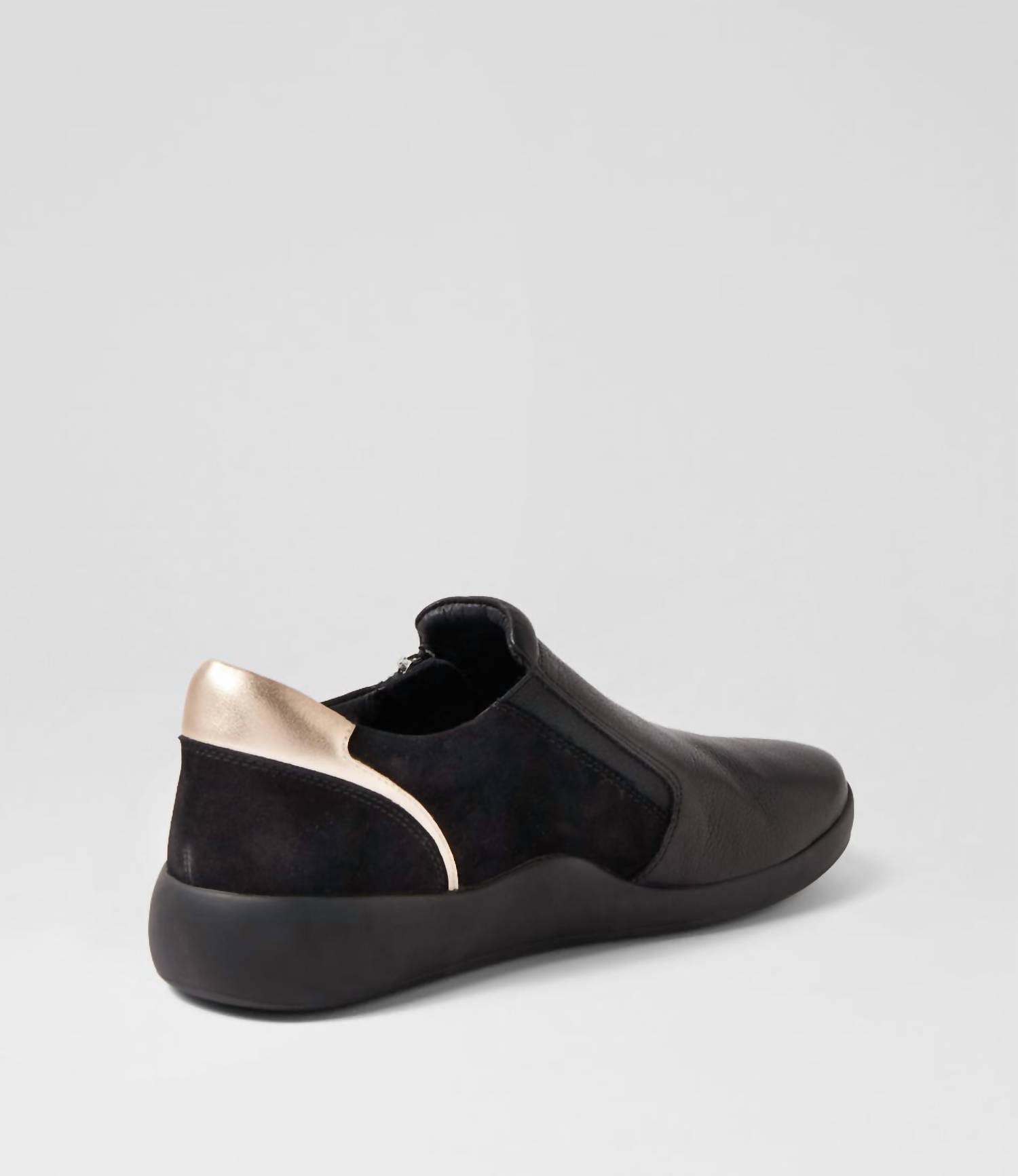 Ziera Women's Yoyce Leather Flats in black pale gold multi - women's flats - detail view
