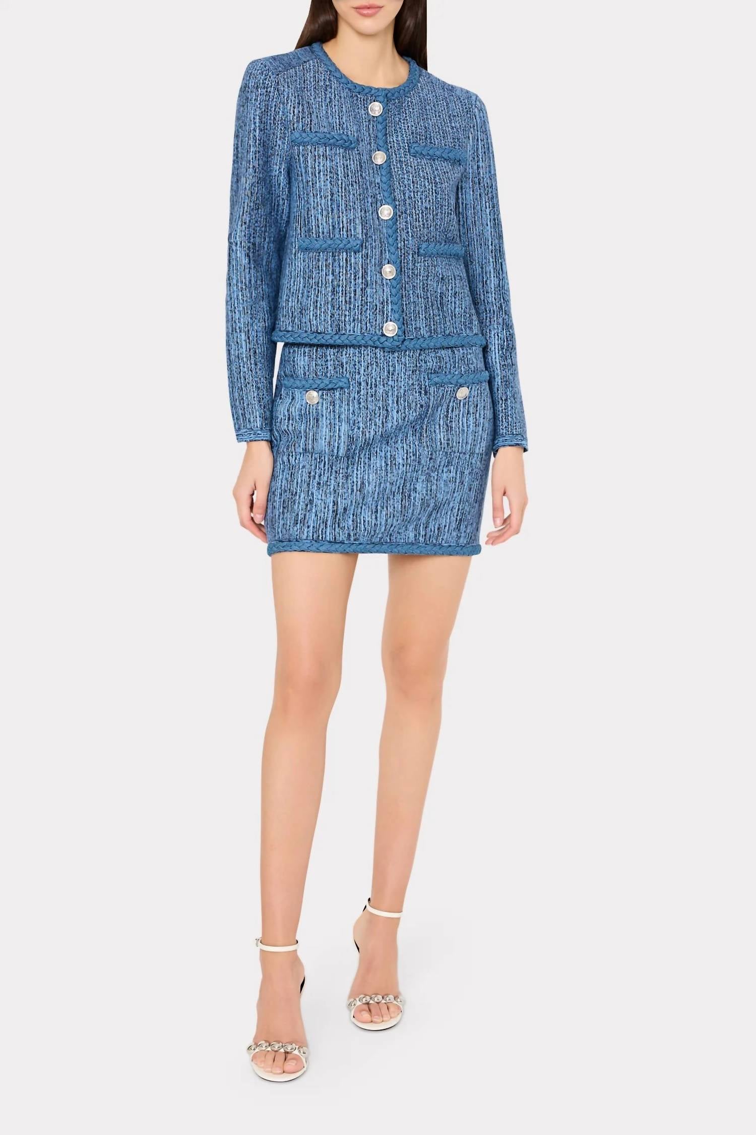 Milly - Shayne Pinstripe Knit Cardigan Jacket
