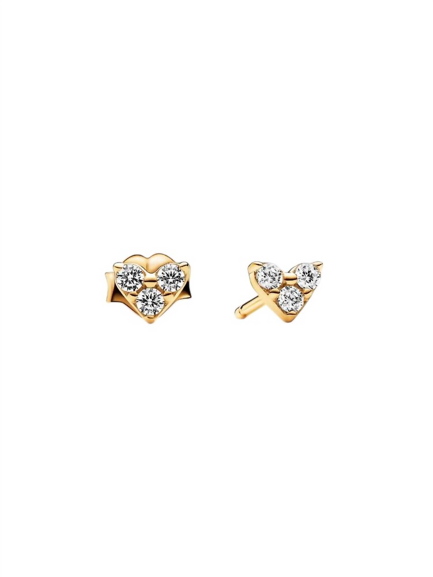 Pandora - Triple Stone Heart Stud Earrings