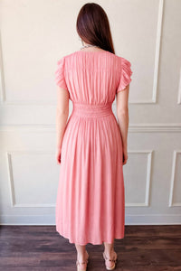 Current Air - Boardwalk Pink Pleated Midi Dress