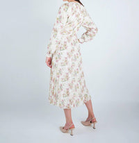 John Abgin - Chiffon Floral Waisted Midi Dress
